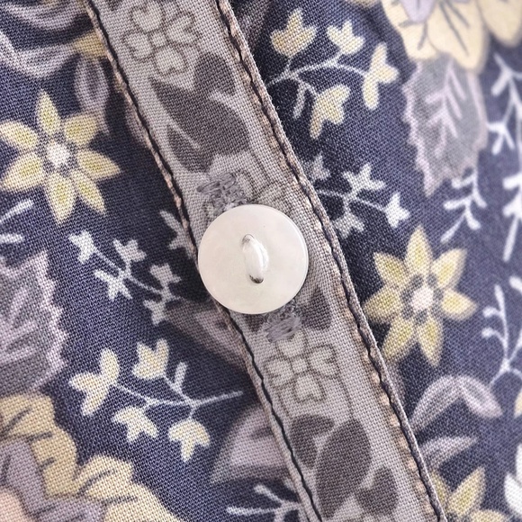 Bohemian Floral Print Tassel Tie Button up Oversized Blouse - Picture 4 of 7